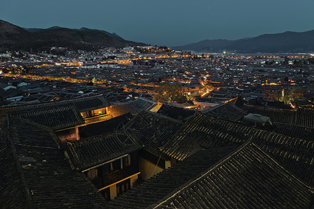 丽江夜景城镇风光高清图片