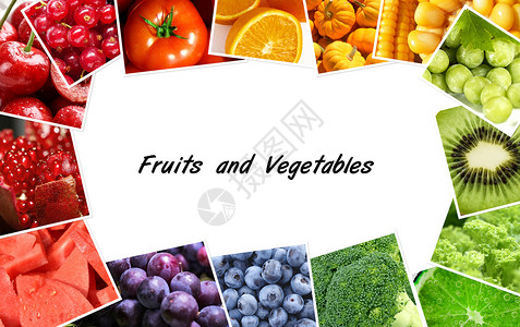 科学搭配水果和蔬菜拼接的色彩图设计图片