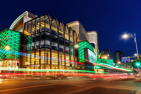 马路街头城市夜晚光景背景