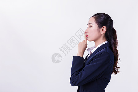 职业女性禁止出声手势动作高清图片