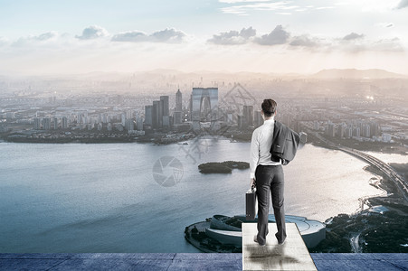 城市海湾高楼城市上的商业精英设计图片