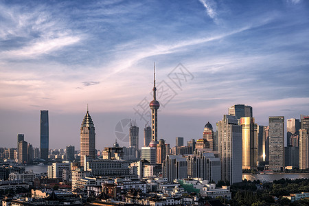上海东方明珠城市建筑风光日暮高清图片素材