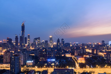 城市建筑风光夜景北京国贸CBD高清图片