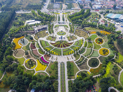 航拍公园北京鲜花港背景图片