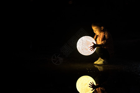 唯美月球灯中秋节儿童光高清图片