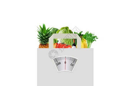 不良饮食习惯称重的蔬菜设计图片