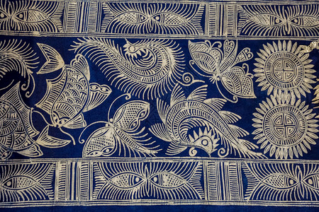 侗族家织布印染纹饰背景图片