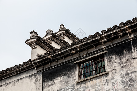高低起伏江南传统民居建筑墙体-马头墙背景