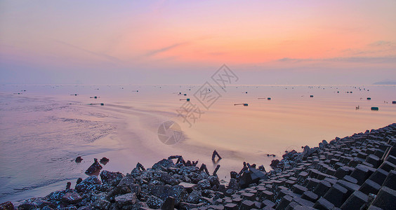 日落天际海边日出背景