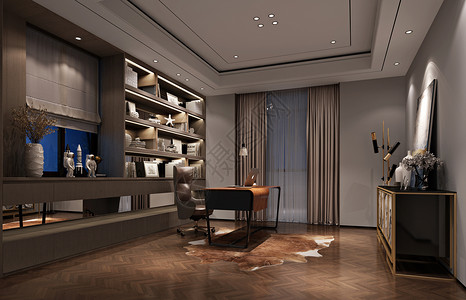 新中式起居室室内设计效果图高清图片