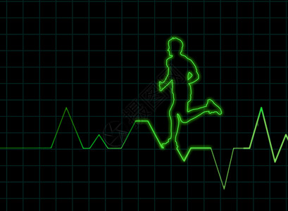 绿色心电图健康跑步运动设计图片