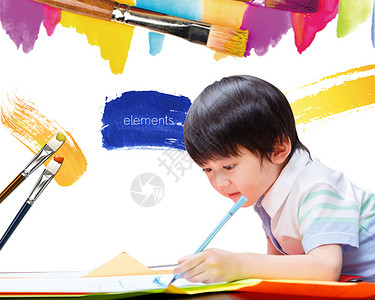 画笔画画儿童儿童美术教育设计图片