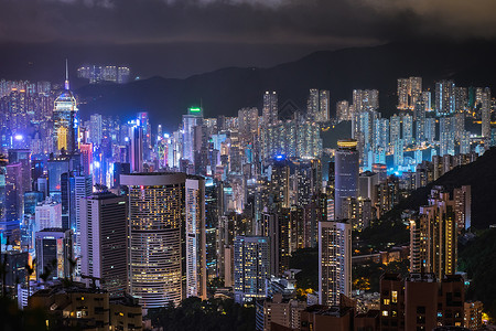 香港城市夜景 背景图片