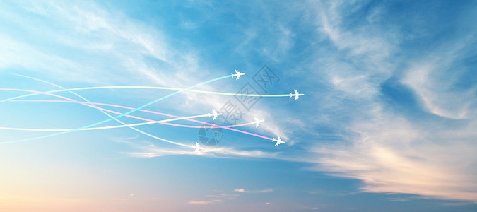 中国颜色天空飞机背景设计图片