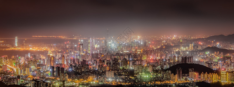 深圳城市建筑夜景全景图背景图片