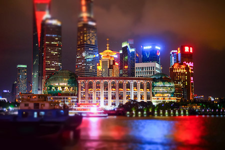 梦幻夜河上海外滩 夜景背景