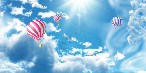 条纹热气球天空气球图片设计图片