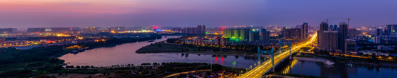 武汉城市夜景古田桥汉江全景接片高清图片