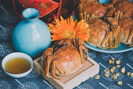 传统秋天美食大闸蟹高清图片