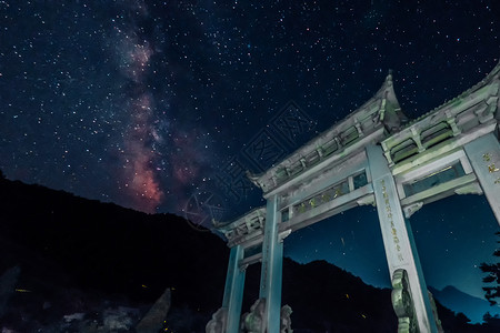 湖北黄梅佛教圣地老祖寺星空银河景观高清图片