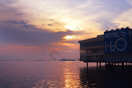 马尼拉夕阳菲律宾马尼拉地标建筑背景