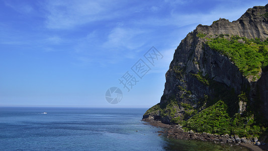 韩国城山日出峰唯美风景照片背景图片