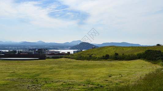 韩国济州岛城山日出峰观景台俯视风景图片