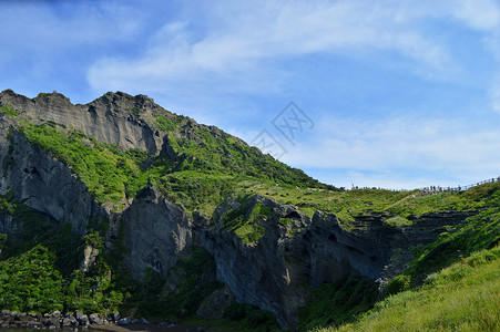 韩国城山日出峰唯美风景照片背景图片