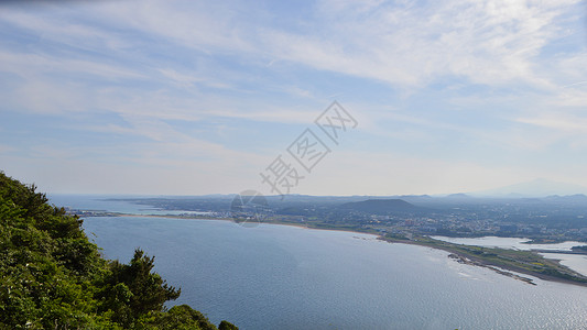 韩国车模黄美姬韩国济州岛城山日出峰观景台俯视唯美风景背景