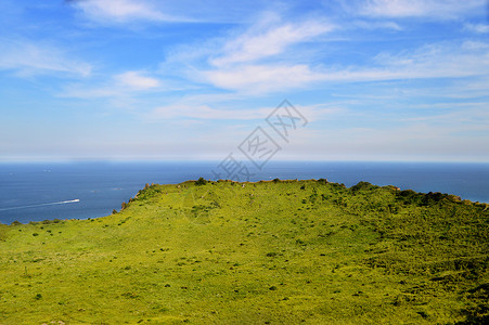 韩国城山日出峰唯美风景照片背景图片