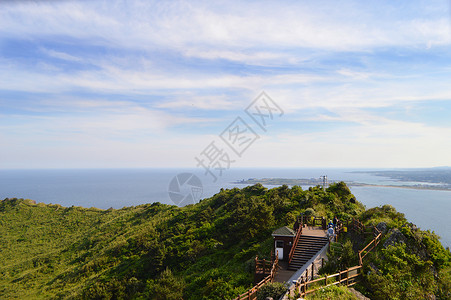 韩国城山日出峰唯美风景照片背景图片