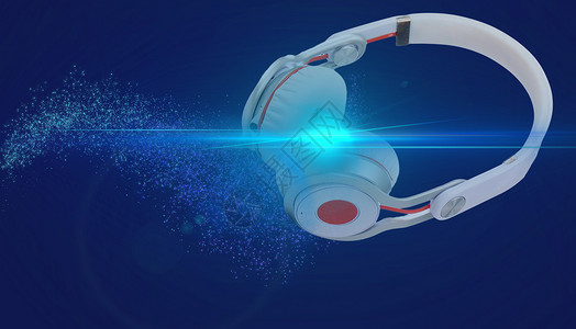 蓝牙耳机背景科技感耳机设计图片