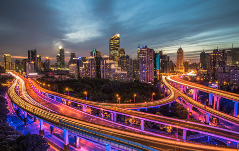 上海立交城市夜景背景图片