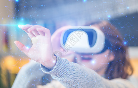 VR眼镜线条VR触摸科技设计图片
