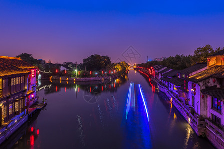 城市老街无锡清名桥夜景背景