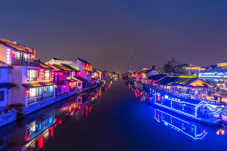 城市老街无锡清名桥夜景背景