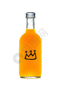有气泡的芒果汁装着饮料的瓶子有图案背景