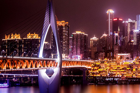 重庆夜景桥高清图片素材