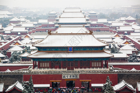 宫殿门框北京故宫雪景背景