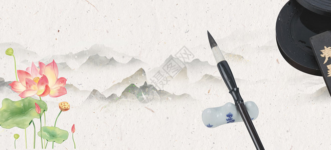 细长传统毛笔中国风背景设计图片