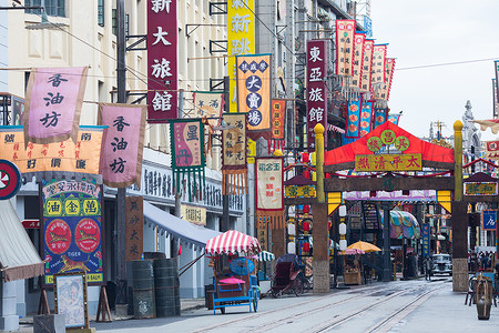 皤滩老上海街头场景背景