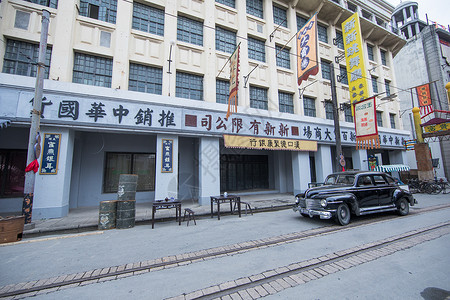旧店面素材老上海电影场景街道背景