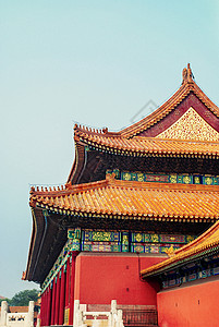 十字形屋脊北京故宫紫禁城背景