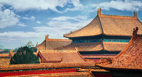 金色琉璃瓦北京故宫紫禁城背景