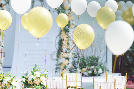 鲜花黄色婚礼气球背景