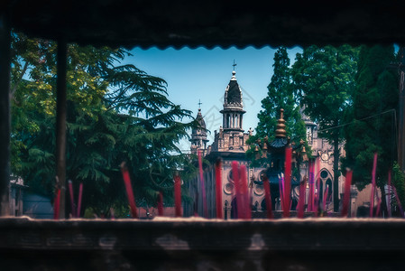 香火旺盛的古德寺一角背景图片