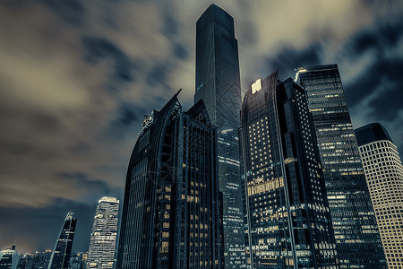 广州高楼夜色黑金风格图片