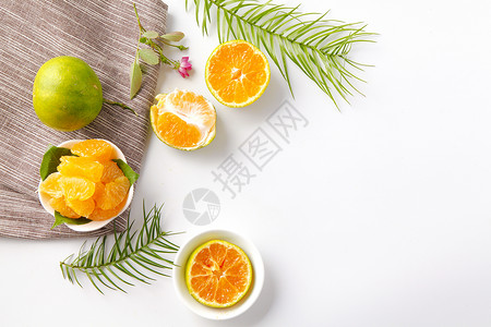 水果柑橘绿皮橘子高清图片