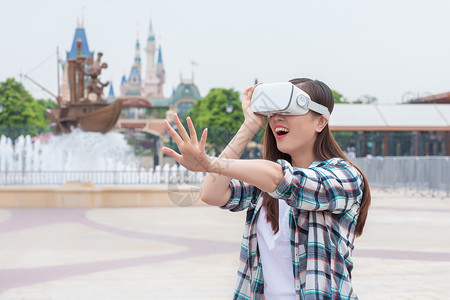 现实增强城市旅行VR女孩背景