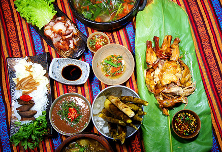 吃餐少数民族云南傣族美食背景